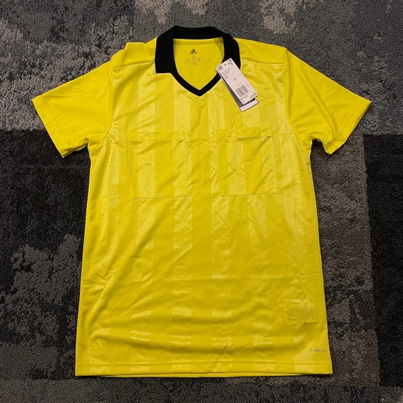 Adidas Climalite Referee Jersey Shock Yellow Shirt NEW Size Small - Picture 1 of 5